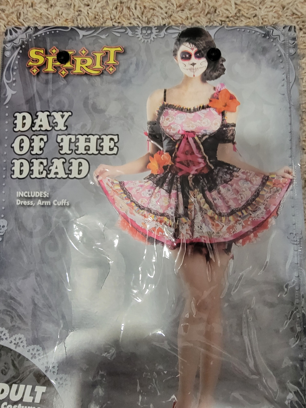 Spirit Pink, Black and Orange Day of the Dead Dress Costume